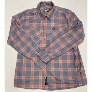 Deadeye Outfitters Orange & Gray Plaid Flannel Hunting Outdoor Shirt Size T2XL